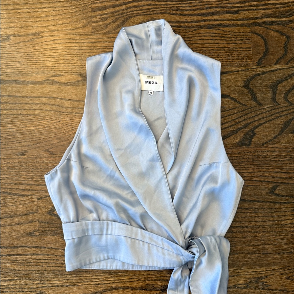 Women's Light Blue Wrap Top
